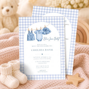 All In One Blue Jean Baby Custom Gingham Arch Invitation