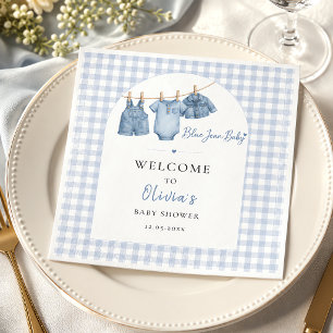 All In One Blue Jean Baby Custom Gingham Arch Napkin