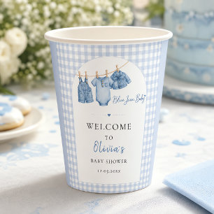 All In One Blue Jean Baby Custom Gingham Arch Paper Cups