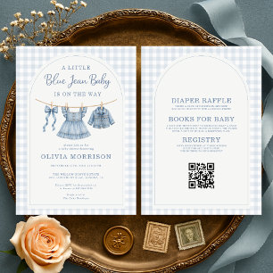 All in One Blue Jean Baby Girl Baby Shower Invitation