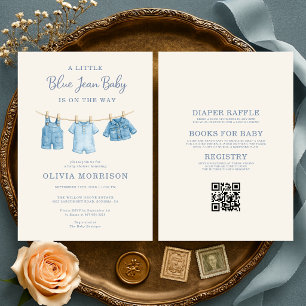 All in One Blue Jean Boy Baby Shower Invitation