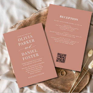 All in One Boho Terracotta QR Code Wedding Invitation