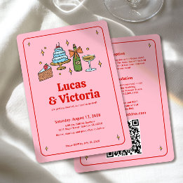 All in One Bold Red and Pink Whimsical QR Code Invitation