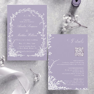All in One Botanical Arch Garden Wedding Lavender Invitation