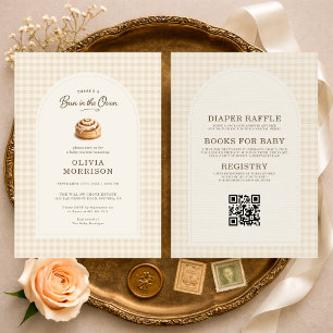 All in One Bun in the Oven Gingham Baby Shower Invitation