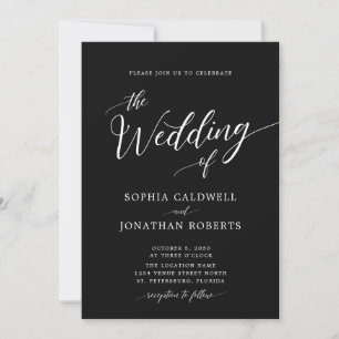 All in One Calligraphy Black and White Wedding Inv Invitation