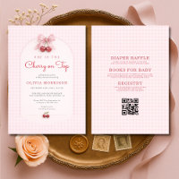 All in One Cherry on Top Bow Baby Shower