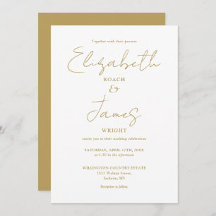 All In One Chic Gold Minimalist Elegant Wedding Invitation