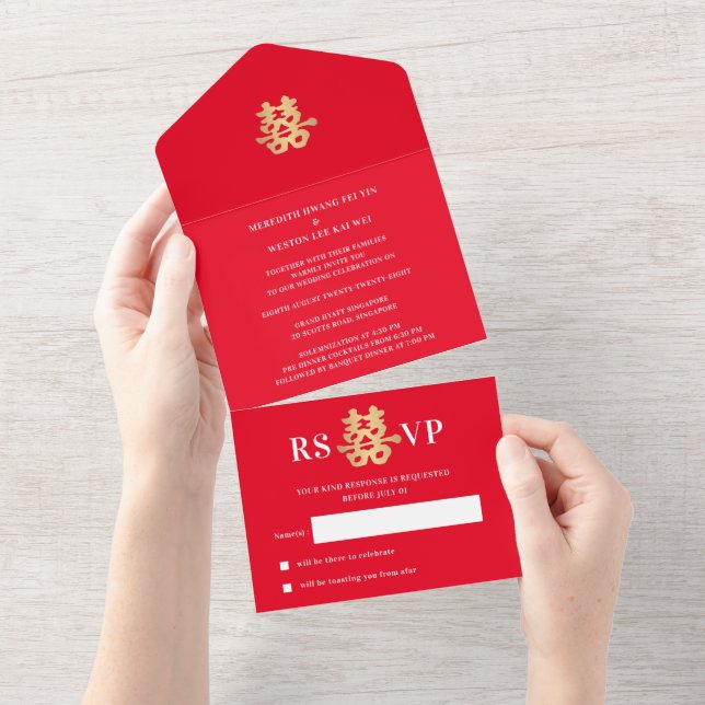 All in One Chinese Wedding Invite 001 (Tearaway)
