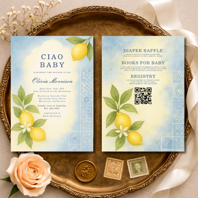 All in One Ciao Baby Italian QR Code Baby Shower Invitation (Creator Uploaded)