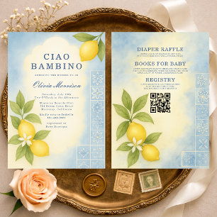 All in One Ciao Bambino QR Code Baby Shower Invitation