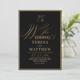 All-In-One Classic Black & Gold Wedding Invitation