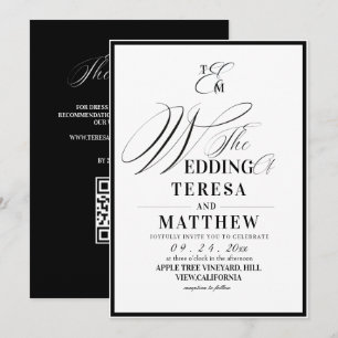 All-In-One Classic Black & White Wedding Invitation