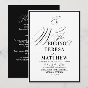All-In-One Classic Black & White Wedding Invitation