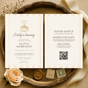 All in One Coffee Baby is Brewing Baby Shower Invitation