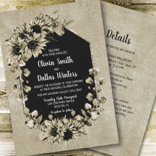 All In One Country Sunflower Floral Wedding Invitation