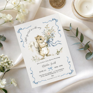All in one Cute Woodland Squirrel Baby Shower Invitation