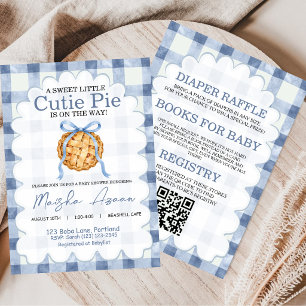 All In One Cutie Pie Bow Gingham Fall Baby Shower Invitation
