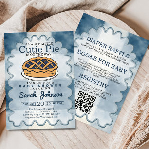 All In One Cutie Pie Bow Gingham Fall Baby Shower Invitation