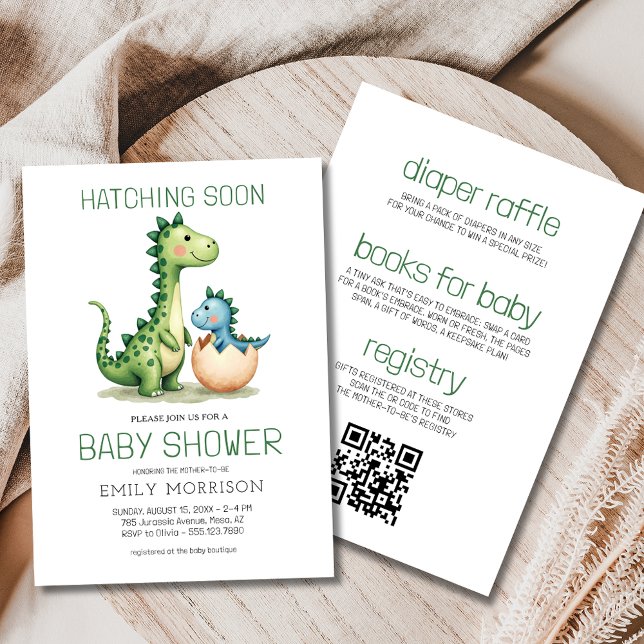 All in One Dinosaur Hatching Soon Baby Shower Invitation (Creator Uploaded)