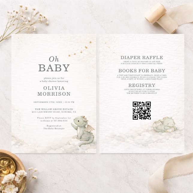 All in One Dragon Storybook Baby Shower Invitation (Creator Uploaded)