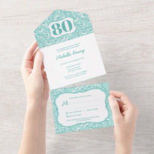 All in One Elegant 80th Birthday Invitation