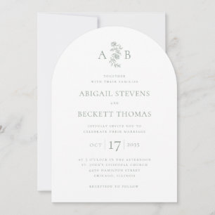 All In One Elegant Botanical Monogram Wedding Invitation