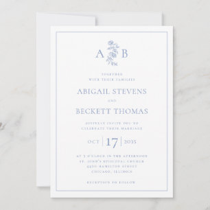 All In One Elegant Botanical Monogram Wedding Invitation