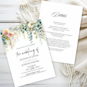 All in One Elegant Eucalyptus Greenery Wedding Invitation