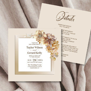 All In One Elegant Fall Floral Wedding Invitation