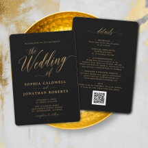 All in One Elegant Gold Calligraphy Black Wedding