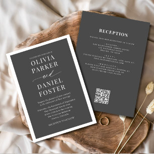 All in One Elegant QR Code Minimalist Wedding Invitation