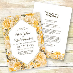 All In One Elegant Yellow Floral Wedding Invitation