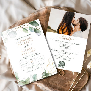 All in One Eucalyptus Greenery QR Code Wedding Invitation