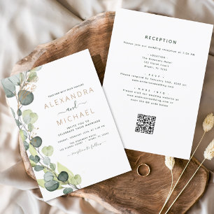 All in One Eucalyptus QR Code Wedding Greenery Invitation