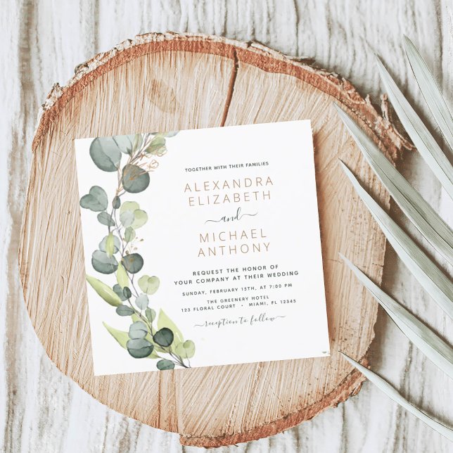 All in One Eucalyptus QR Code Wedding Greenery Invitation (Creator Uploaded)