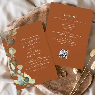 All in One Eucalyptus QR Code Wedding Invitation