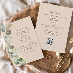All in One Eucalyptus QR Code Wedding Invitation