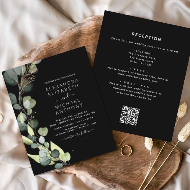 All in One Eucalyptus QR Code Wedding Invitation Flyer (Creator Uploaded)