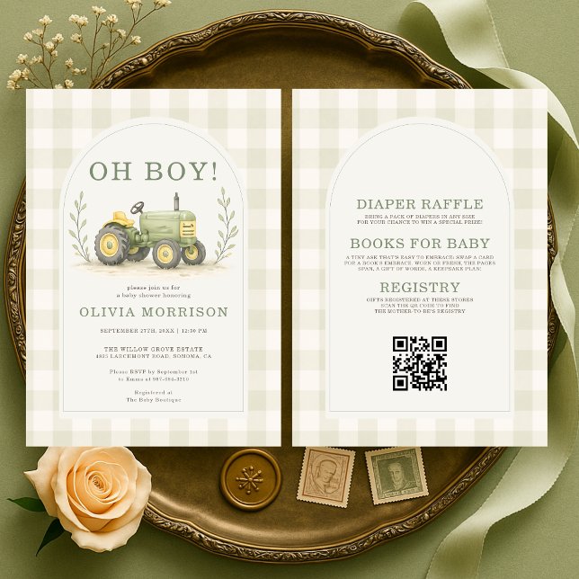 All in One Farmer Tractor Baby Shower Invitation (Creator Uploaded)