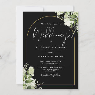 All In One Floral Greenery Gold Arch Wedding Invitation