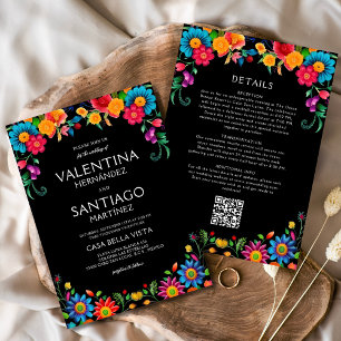 All in One Floral Mexican Colourful Fiesta Wedding Invitation
