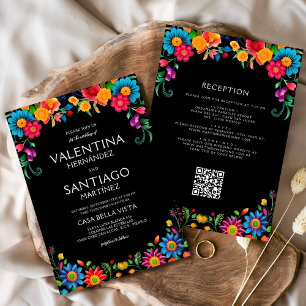 All in One Floral Mexican Colourful Fiesta Wedding Invitation