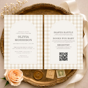 All in One Gingham Gender Neutral Baby Shower Invitation