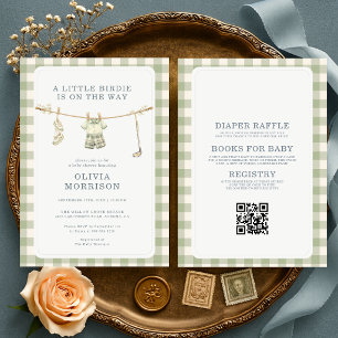 All in One Golf Clothesline Gingham Baby Shower Invitation