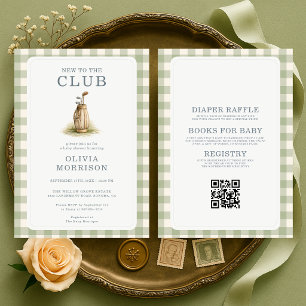 All in One Golf New to Club Gingham Baby Shower Invitation