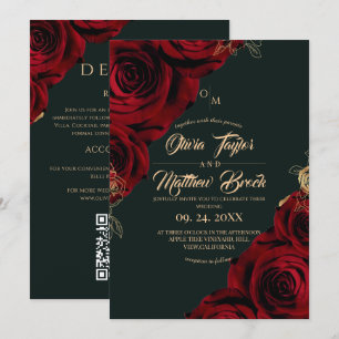 All in One Green Elegant Floral Wedding Invitation