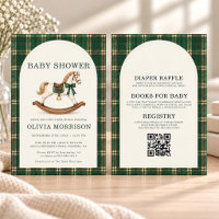 All in One Green Horse Plaid Polo Boy Baby Shower