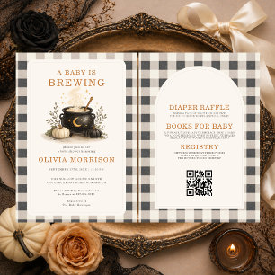 All in One Halloween Baby is Brewing Baby Shower Invitation