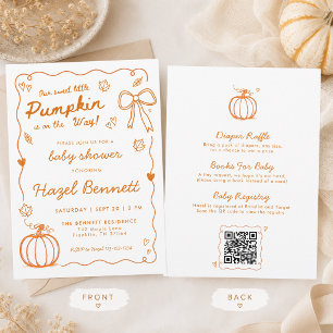 All In One Hand Drawn Pumpkin Fall Baby Shower Invitation